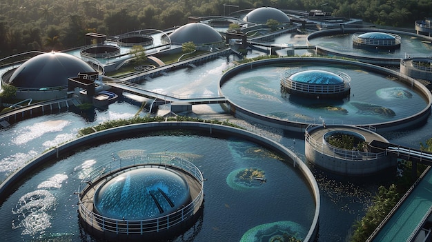 A water treatment facility using advanced recycling technology, symbolizing efforts to increase freshwater availability.