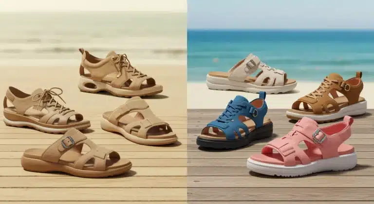 Diverse 2025 summer footwear trends, comfort meets style