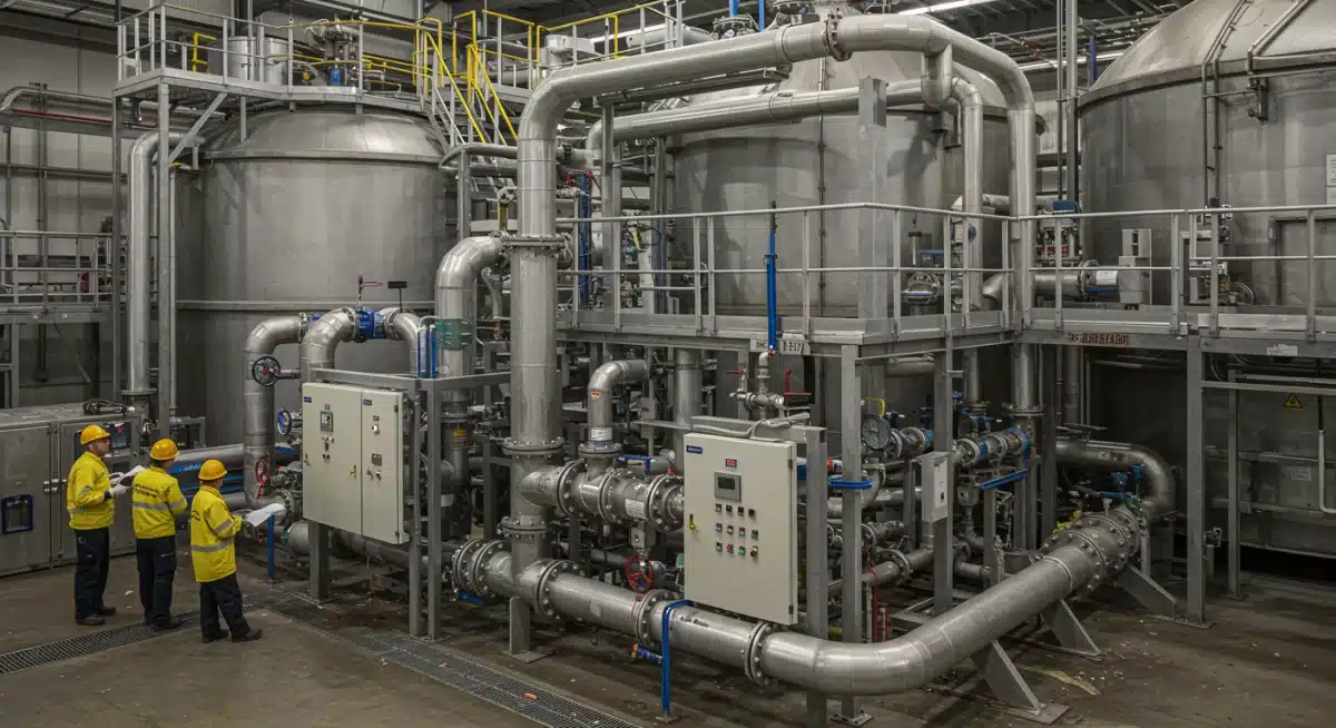 Anaerobic digester system converting organic waste into biogas at a waste-to-energy plant