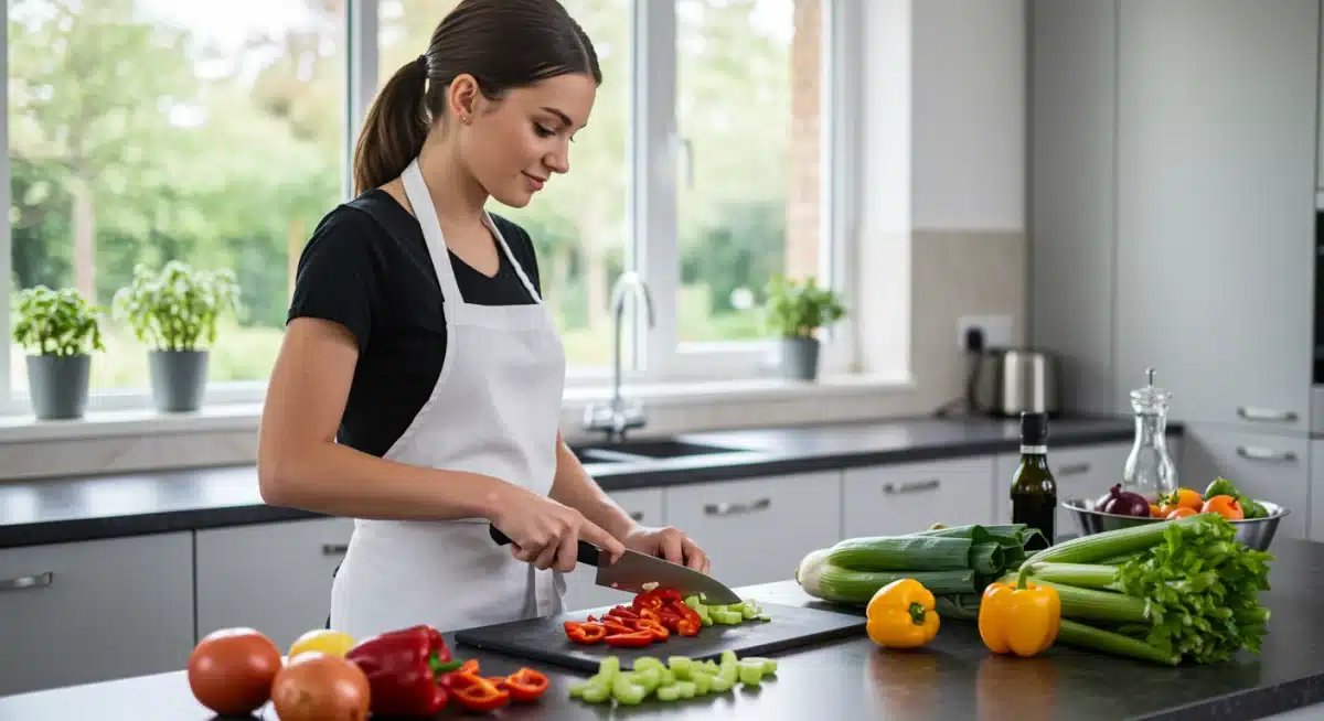 Person chopping vegetables for meal prep