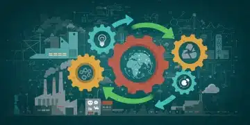 Circular Economy Tech: 3 Innovations Minimizing Waste in US Industries by 2025 Circular economy technology transforming industrial waste into new resources in US factories.