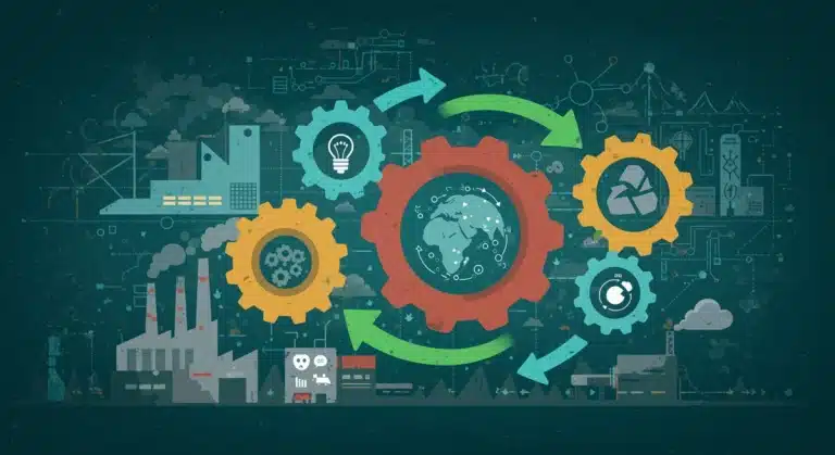 Circular economy technology transforming industrial waste into new resources in US factories.