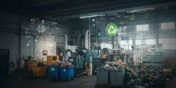 Industrial facility demonstrating plastic waste reduction and environmental compliance with EPA guidelines, effective March 2025.