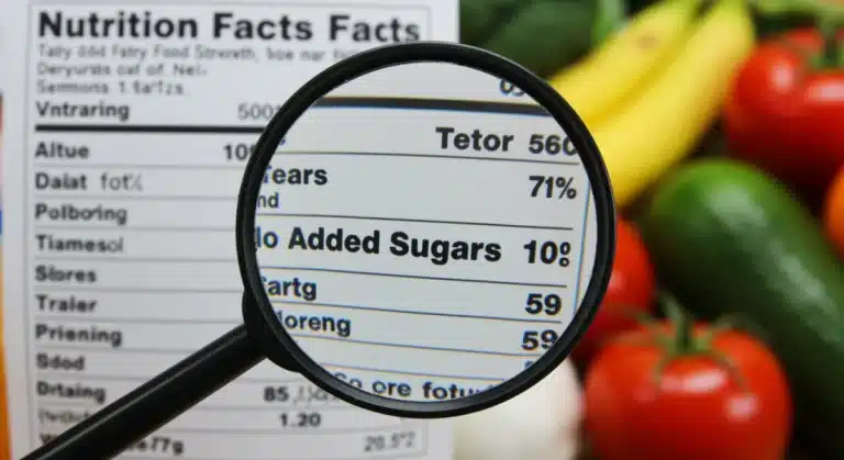 FDA nutrition label with added sugars highlighted
