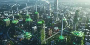 Futuristic cityscape showcasing diverse green tech investments beyond solar panels for sustainable 2025
