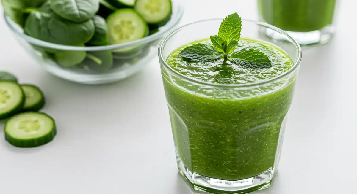 Refreshing green detox smoothie with fresh ingredients