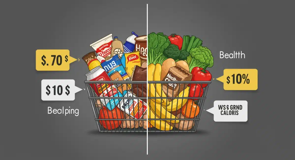 Grocery cart showing healthier, cost-effective food choices
