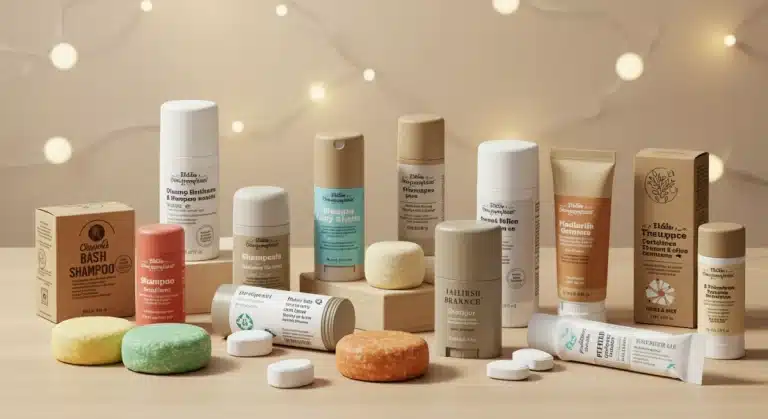 Assortment of innovative plastic-free personal care products