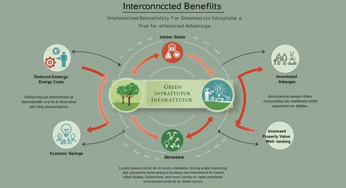 Diagram showing interconnected benefits of green infrastructure investments.