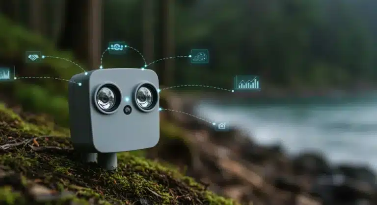 Advanced IoT sensor collecting climate data in a natural environment