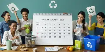 Participants engaging in the January 2025 Plastic-Free Challenge, sorting waste with a 20% reduction target.