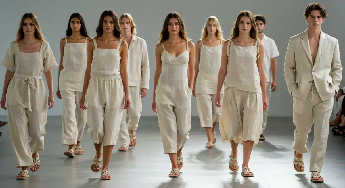 Models on a 2025 runway showcasing versatile linen clothing designs