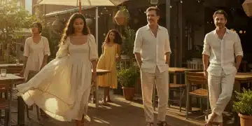 Linen's Rise: Dominating Summer Fashion 2025 (Insider Analysis) Stylish individuals in flowing linen outfits enjoying a sunny summer day