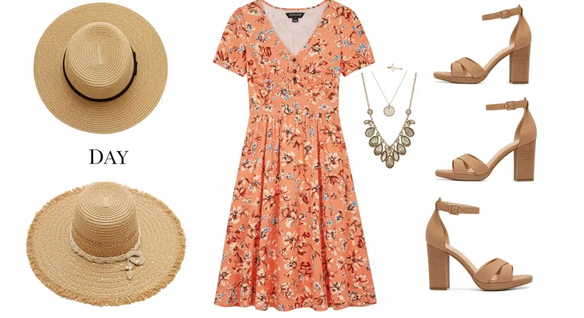 Versatile midi dress with day-to-night accessories