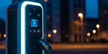 Sustainable Transportation 2025: Next-Gen EV Charging Solutions Modern EV charging station illuminating urban environment at dusk