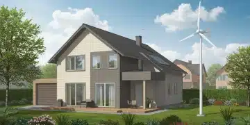Residential Wind Energy 2025: Top 3 Solutions & Financial Impact Modern home with vertical axis residential wind turbine