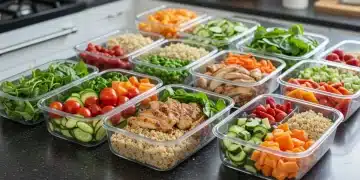 Meal Prepping for Busy Weeks: Healthier Eating Guide Organized meal prep containers with healthy food on a kitchen counter