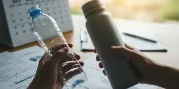 The 2025 Push: US Legislation Targets 15% Single-Use Plastic Reduction by July Hand holding plastic bottle and reusable bottle, symbolizing plastic reduction efforts