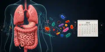 Illustration of gut microbiome with probiotic research 2025 updates