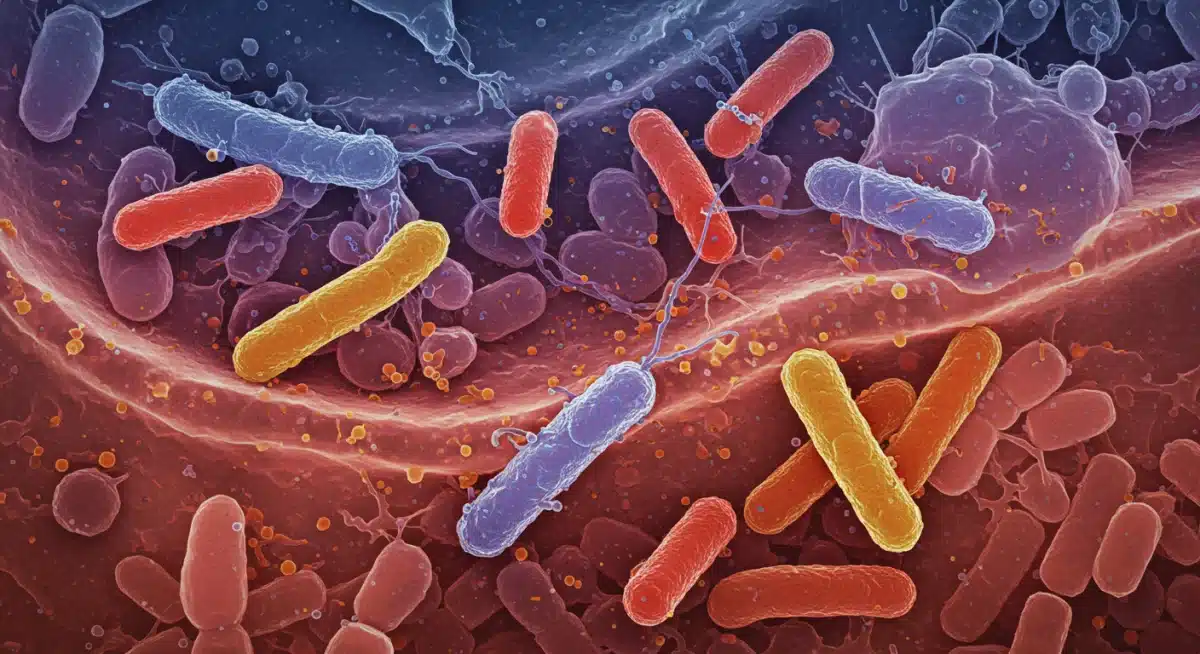 Microscopic view of diverse probiotic strains in the gut