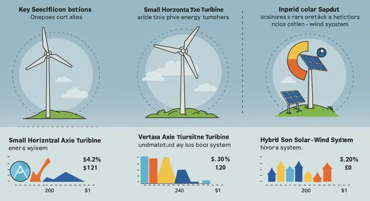 Infographic comparing residential wind turbine types and costs
