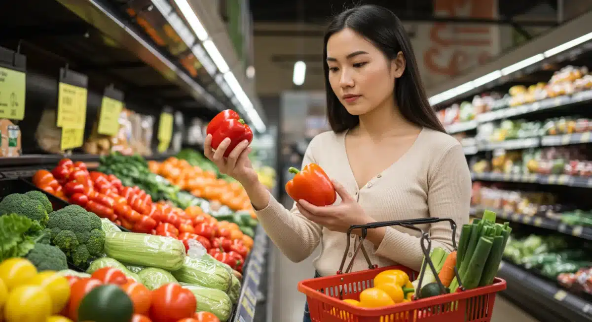 Person choosing fresh produce for healthy diet