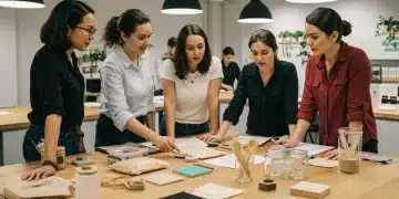 Insider Knowledge: How Small Businesses Go 90% Plastic-Free by 2025 Small business owners collaborating on plastic-free packaging solutions for 2025 operations
