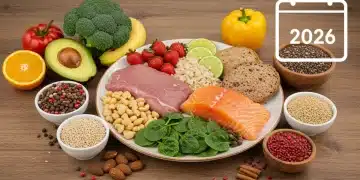 Colorful plate with healthy foods representing the 2026 USDA Dietary Guidelines