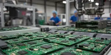 Advanced e-waste sorting technology in a modern recycling facility, from circular economy.