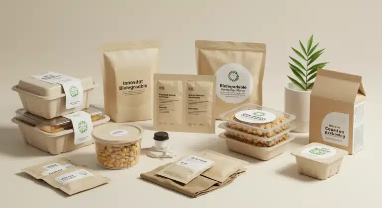Diverse biodegradable packaging innovations adopted by US brands in 2026