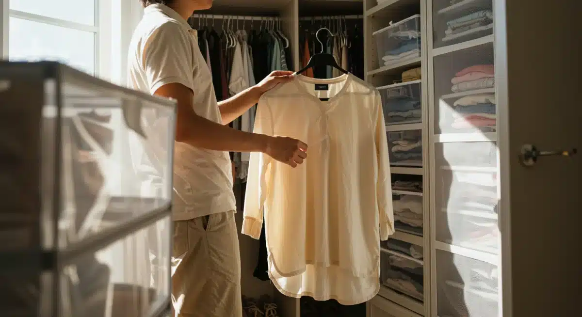 Organized closet with versatile summer clothing options for easy outfit creation