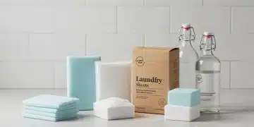 Assortment of plastic-free laundry detergents, eco-friendly washing solutions