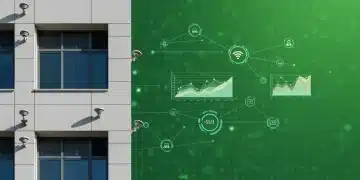 Modern commercial building showcasing smart sensors and IoT integration for energy efficiency