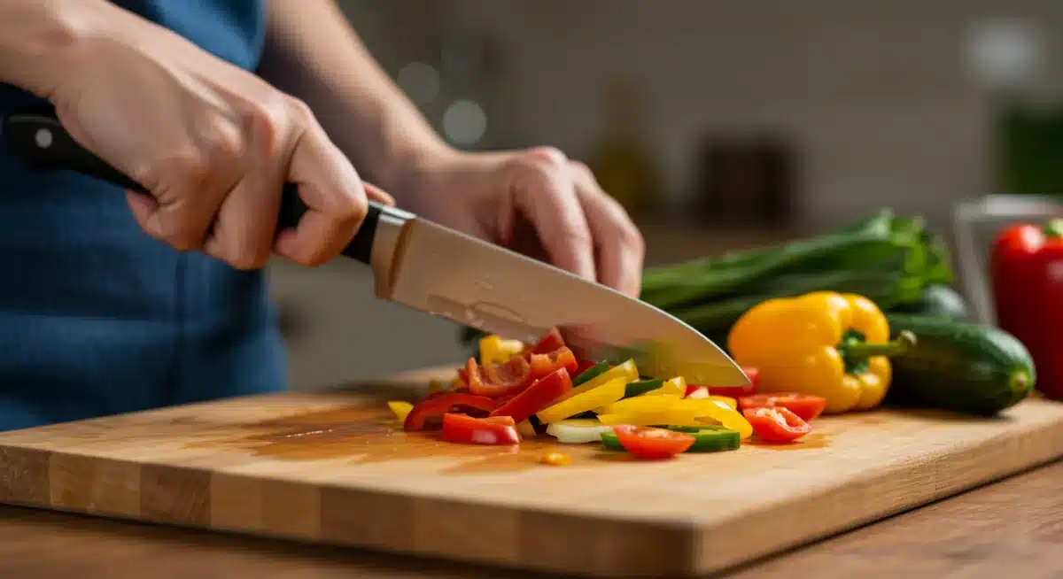 Quickly chopping fresh vegetables for meal prep
