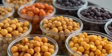 Portioned plant-based proteins in meal prep containers